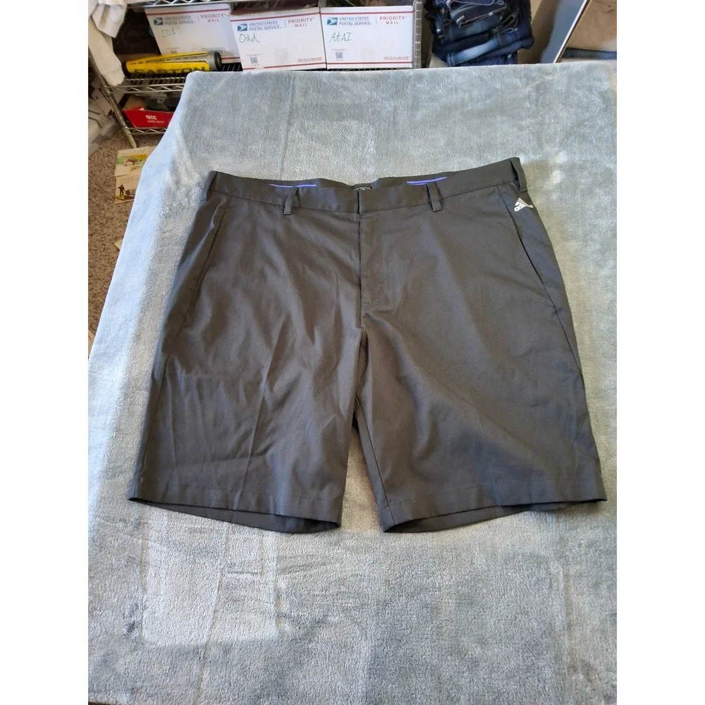 Adidas Golf Shorts Mens 40 Black Flat Front Performance Athletic‎ Casual Summer